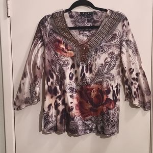 010. Bleu Beautful Print Coloful Top